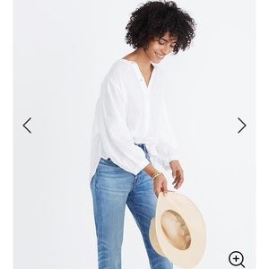 Madewell Shimmer Stripe peasant top XS